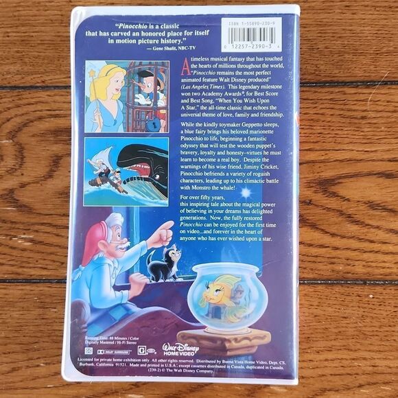 Walt Disney's Masterpiece Pinocchio Family Home Entertainment VHS tape - Picture 2 of 3